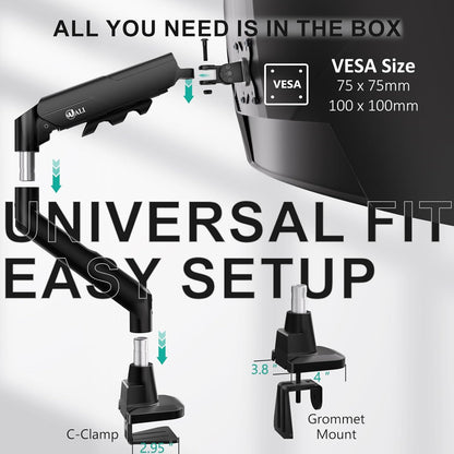Adjustable Dual Monitor Arm for 13-32 inch Screens, 22 lbs per Arm