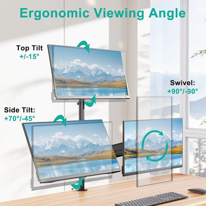 Adjustable Dual Monitor Arm for 13-32 inch Screens, 22 lbs per Arm
