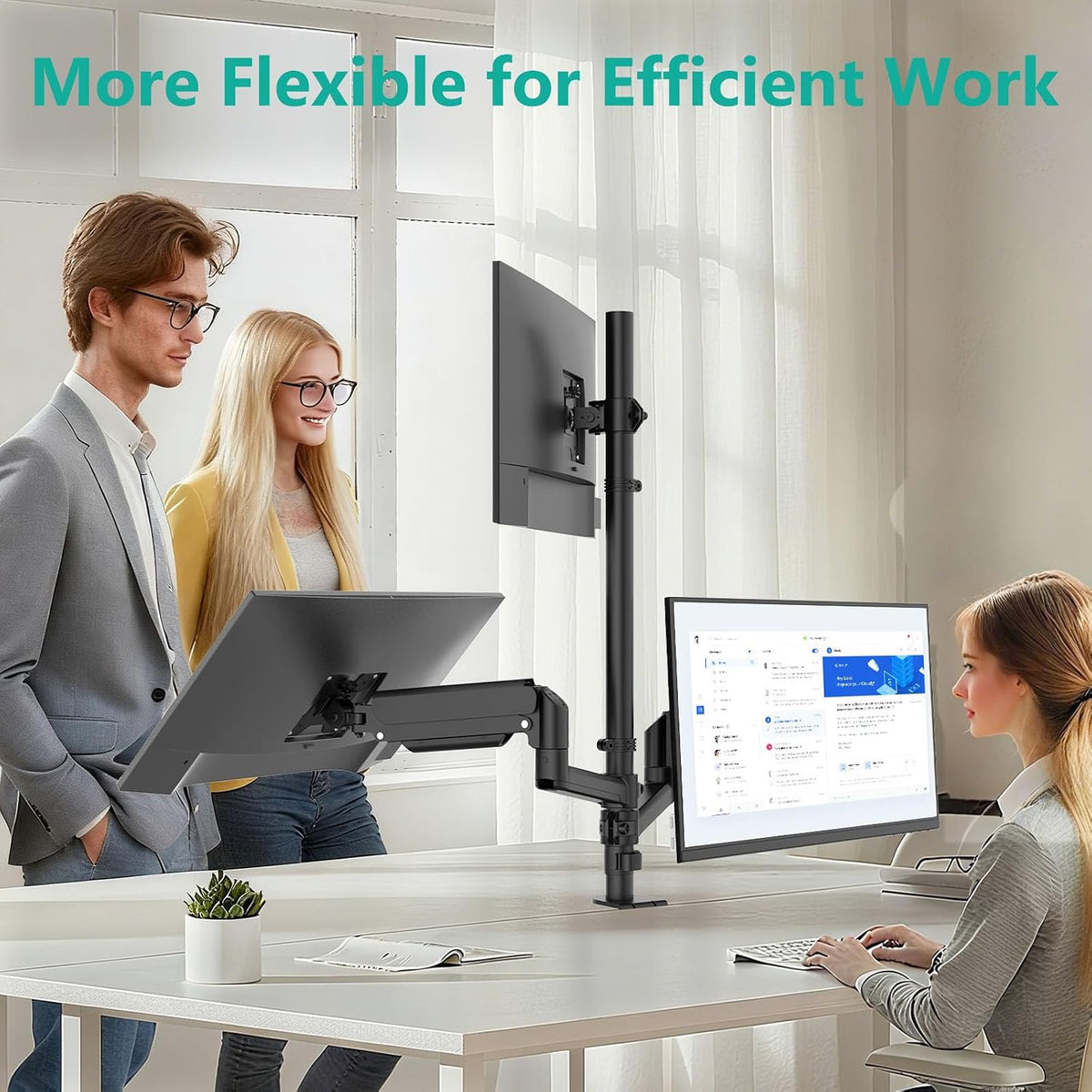 Adjustable Dual Monitor Arm for 13-32 inch Screens, 22 lbs per Arm