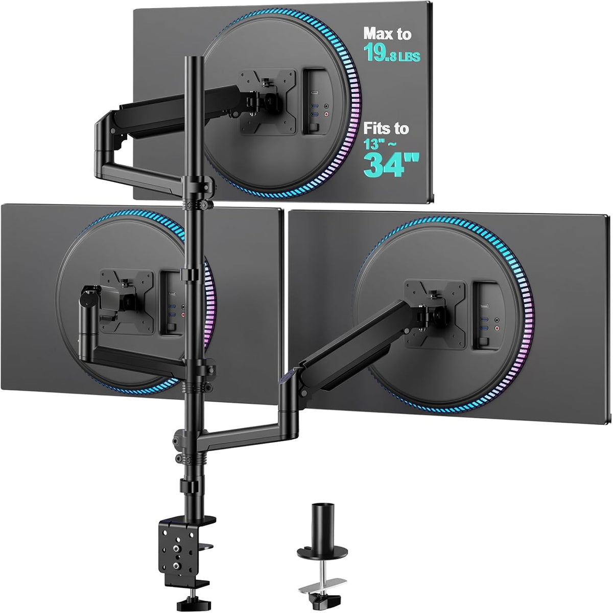 Adjustable Dual Monitor Arm for 13-32 inch Screens, 22 lbs per Arm