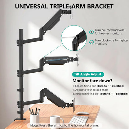Adjustable Dual Monitor Arm for 13-32 inch Screens, 22 lbs per Arm