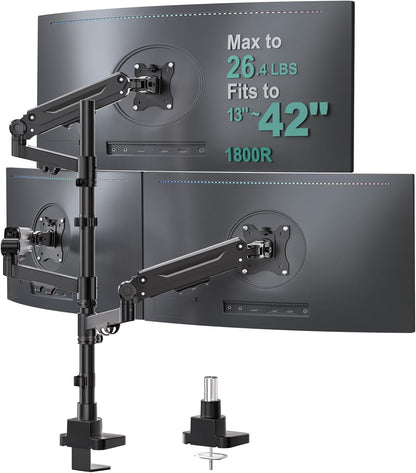 Adjustable Dual Monitor Arm for 13-32 inch Screens, 22 lbs per Arm