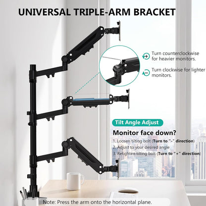 Adjustable Dual Monitor Arm for 13-32 inch Screens, 22 lbs per Arm