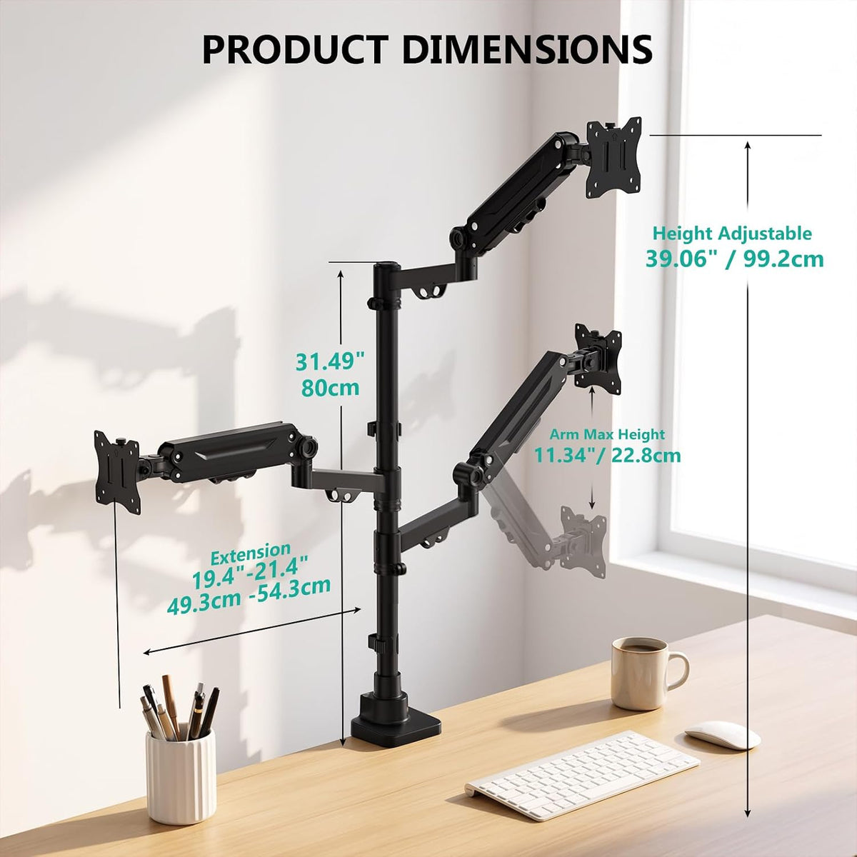 Adjustable Dual Monitor Arm for 13-32 inch Screens, 22 lbs per Arm