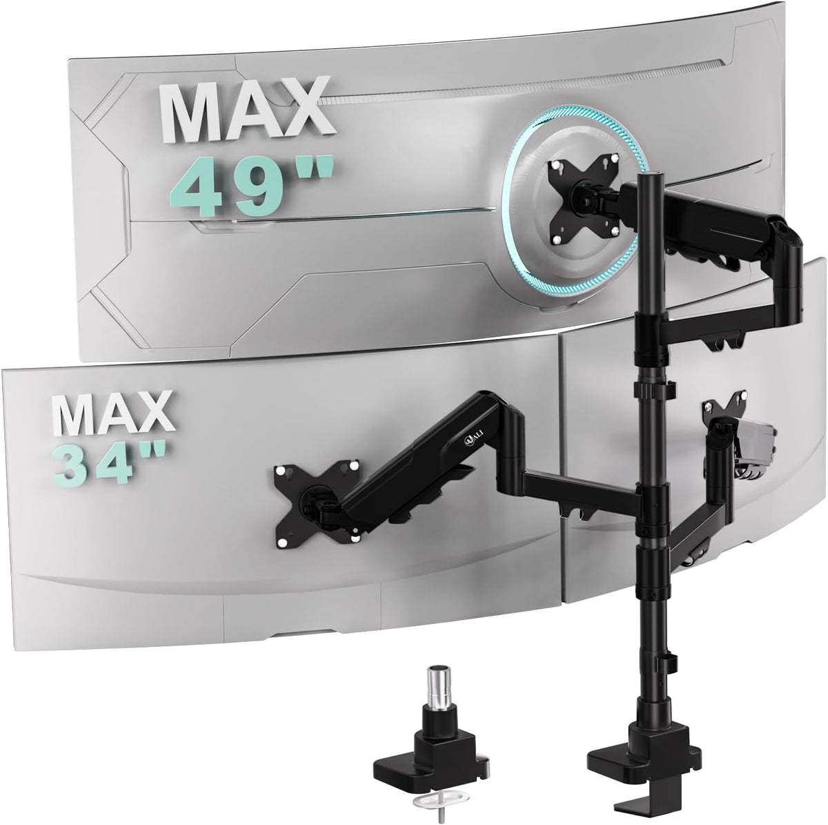 Adjustable Dual Monitor Arm for 13-32 inch Screens, 22 lbs per Arm