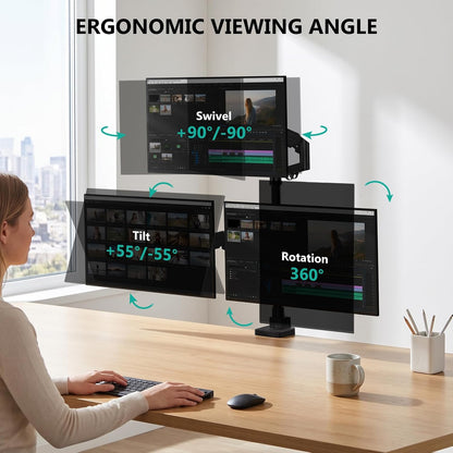 Adjustable Dual Monitor Arm for 13-32 inch Screens, 22 lbs per Arm