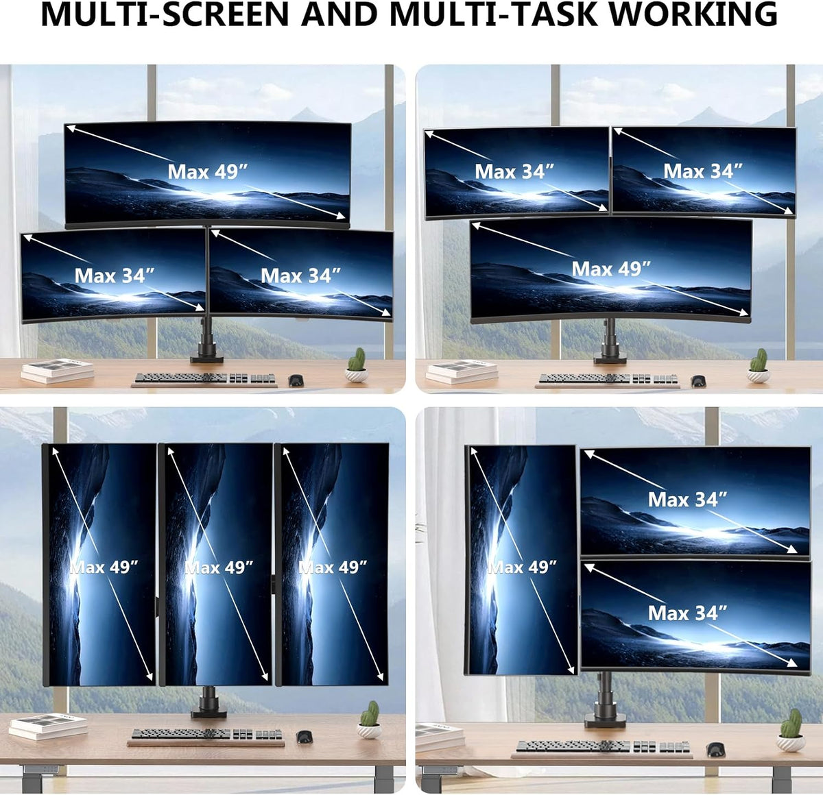 Adjustable Dual Monitor Arm for 13-32 inch Screens, 22 lbs per Arm