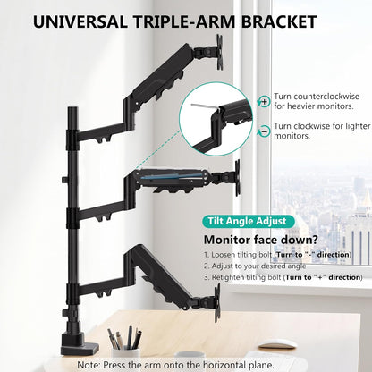 Adjustable Dual Monitor Arm for 13-32 inch Screens, 22 lbs per Arm