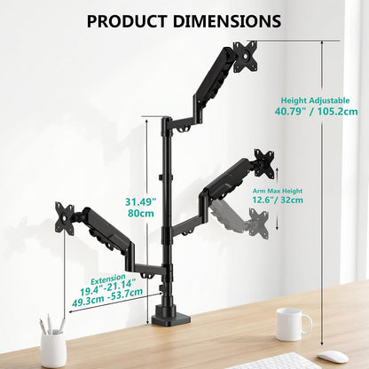 Adjustable Dual Monitor Arm for 13-32 inch Screens, 22 lbs per Arm