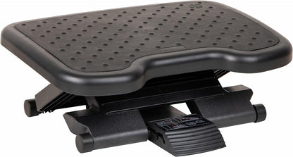 Foot Rest, Under Desk at Work, Ergonomic, Height Adjustable, Office, Plastic, Black