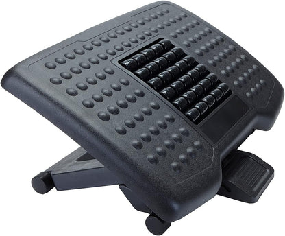 Foot Rest, Under Desk at Work, Ergonomic, Height Adjustable, Office, Plastic, Black