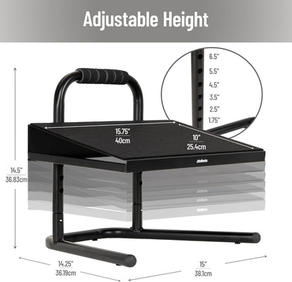 Foot Rest, Under Desk at Work, Ergonomic, Height Adjustable, Office, Plastic, Black