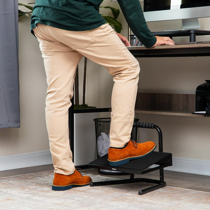 Foot Rest, Under Desk at Work, Ergonomic, Height Adjustable, Office, Plastic, Black