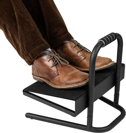 Foot Rest, Under Desk at Work, Ergonomic, Height Adjustable, Office, Plastic, Black