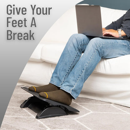 Foot Rest, Under Desk at Work, Ergonomic, Height Adjustable, Office, Plastic, Black