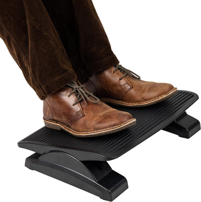 Foot Rest, Under Desk at Work, Ergonomic, Height Adjustable, Office, Plastic, Black