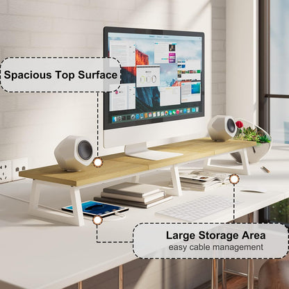 42 inch Large Dual Monitor Riser, Desk Organizer Stand for TV Laptop