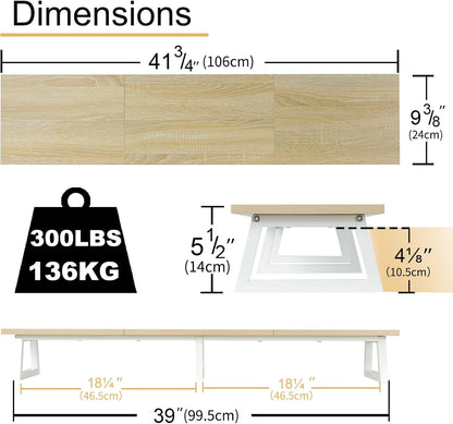 42 inch Large Dual Monitor Riser, Desk Organizer Stand for TV Laptop