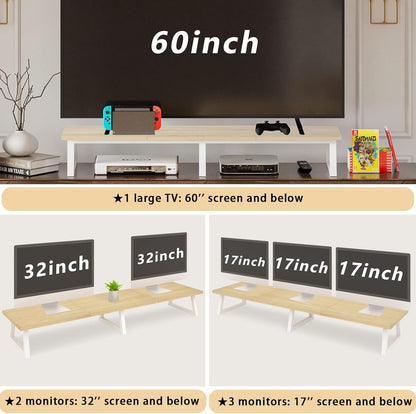 42 inch Large Dual Monitor Riser, Desk Organizer Stand for TV Laptop