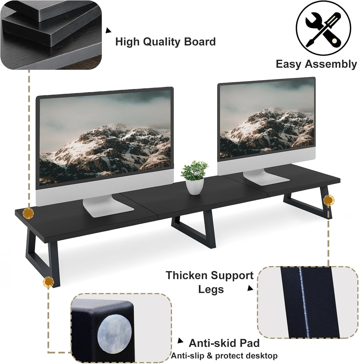 42 inch Large Dual Monitor Riser, Desk Organizer Stand for TV Laptop