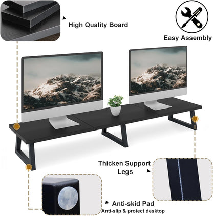 42 inch Large Dual Monitor Riser, Desk Organizer Stand for TV Laptop