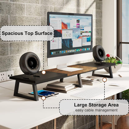 42 inch Large Dual Monitor Riser, Desk Organizer Stand for TV Laptop