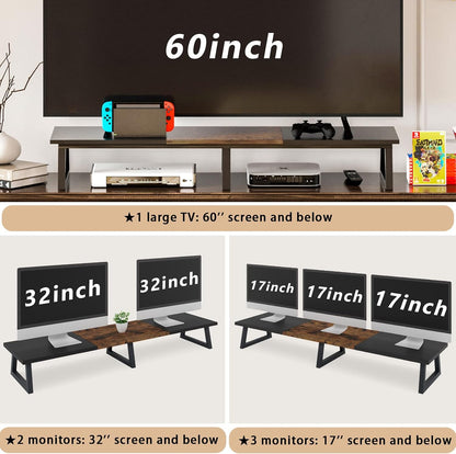 42 inch Large Dual Monitor Riser, Desk Organizer Stand for TV Laptop