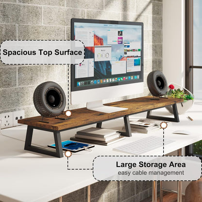 42 inch Large Dual Monitor Riser, Desk Organizer Stand for TV Laptop