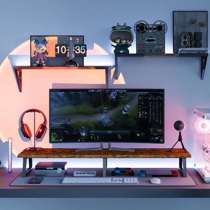 42 inch Large Dual Monitor Riser, Desk Organizer Stand for TV Laptop
