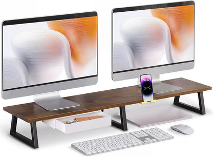 42 inch Large Dual Monitor Riser, Desk Organizer Stand for TV Laptop