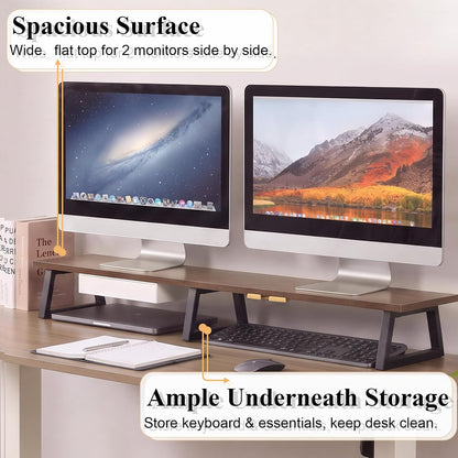 42 inch Large Dual Monitor Riser, Desk Organizer Stand for TV Laptop