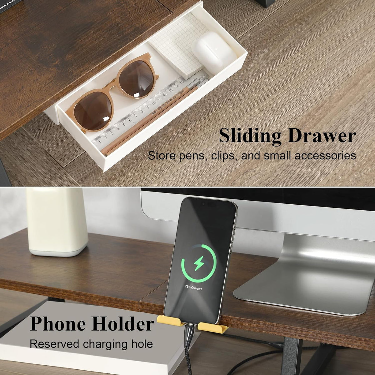 42 inch Large Dual Monitor Riser, Desk Organizer Stand for TV Laptop
