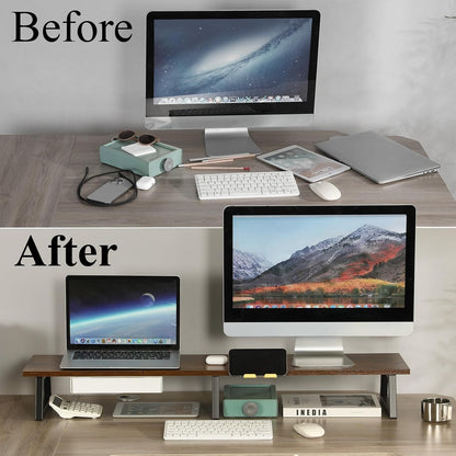 42 inch Large Dual Monitor Riser, Desk Organizer Stand for TV Laptop