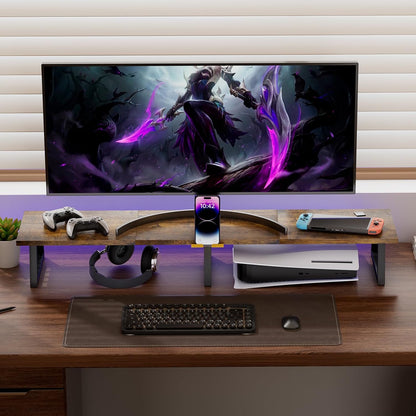 42 inch Large Dual Monitor Riser, Desk Organizer Stand for TV Laptop