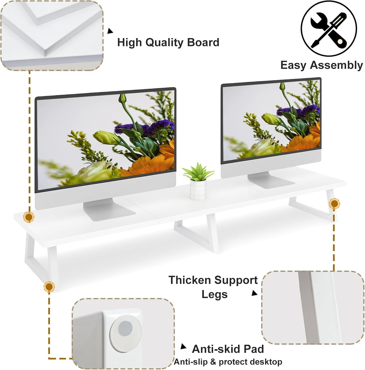 42 inch Large Dual Monitor Riser, Desk Organizer Stand for TV Laptop