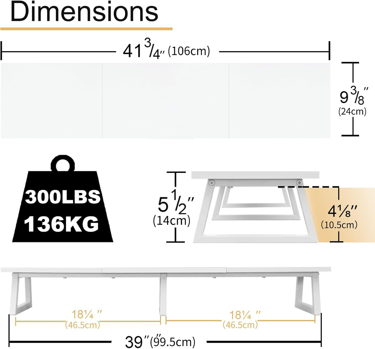 42 inch Large Dual Monitor Riser, Desk Organizer Stand for TV Laptop
