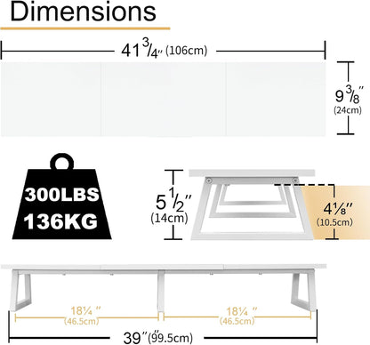 42 inch Large Dual Monitor Riser, Desk Organizer Stand for TV Laptop