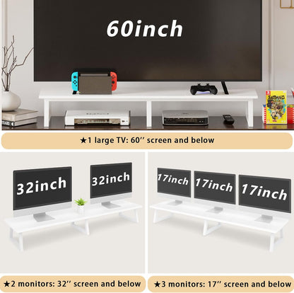 42 inch Large Dual Monitor Riser, Desk Organizer Stand for TV Laptop