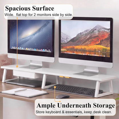 42 inch Large Dual Monitor Riser, Desk Organizer Stand for TV Laptop