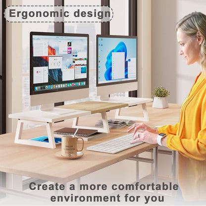 42 inch Large Dual Monitor Riser, Desk Organizer Stand for TV Laptop