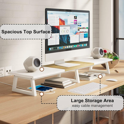 42 inch Large Dual Monitor Riser, Desk Organizer Stand for TV Laptop