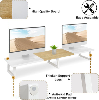42 inch Large Dual Monitor Riser, Desk Organizer Stand for TV Laptop