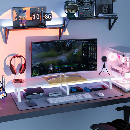 42 inch Large Dual Monitor Riser, Desk Organizer Stand for TV Laptop
