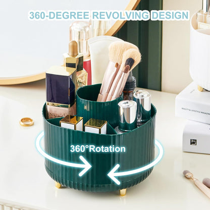 Pencil Holder For Desk,5 Slots 360°Degree Rotating Desk Organizers And Accessories,Desktop Storage Stationery Supplies Organizer, Cute Pencil Cup Pot For Office, School, Home (B-White)