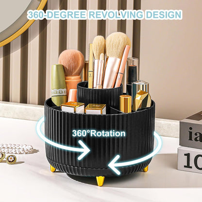 Pencil Holder For Desk,5 Slots 360°Degree Rotating Desk Organizers And Accessories,Desktop Storage Stationery Supplies Organizer, Cute Pencil Cup Pot For Office, School, Home (B-White)