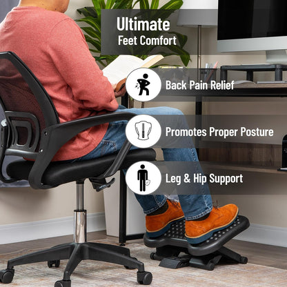 Foot Rest, Under Desk at Work, Ergonomic, Height Adjustable, Office, Plastic, 17"L x 13"W x 6.25"H, Black