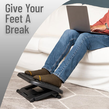 Foot Rest, Under Desk at Work, Ergonomic, Height Adjustable, Office, Plastic, 17"L x 13"W x 6.25"H, Black