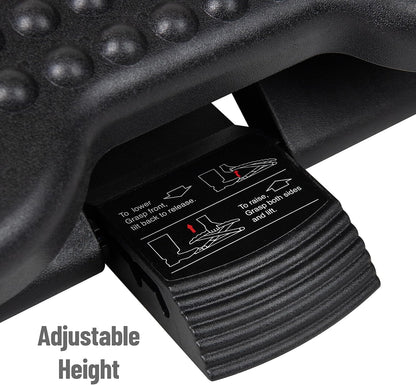 Foot Rest, Under Desk at Work, Ergonomic, Height Adjustable, Office, Plastic, 17"L x 13"W x 6.25"H, Black