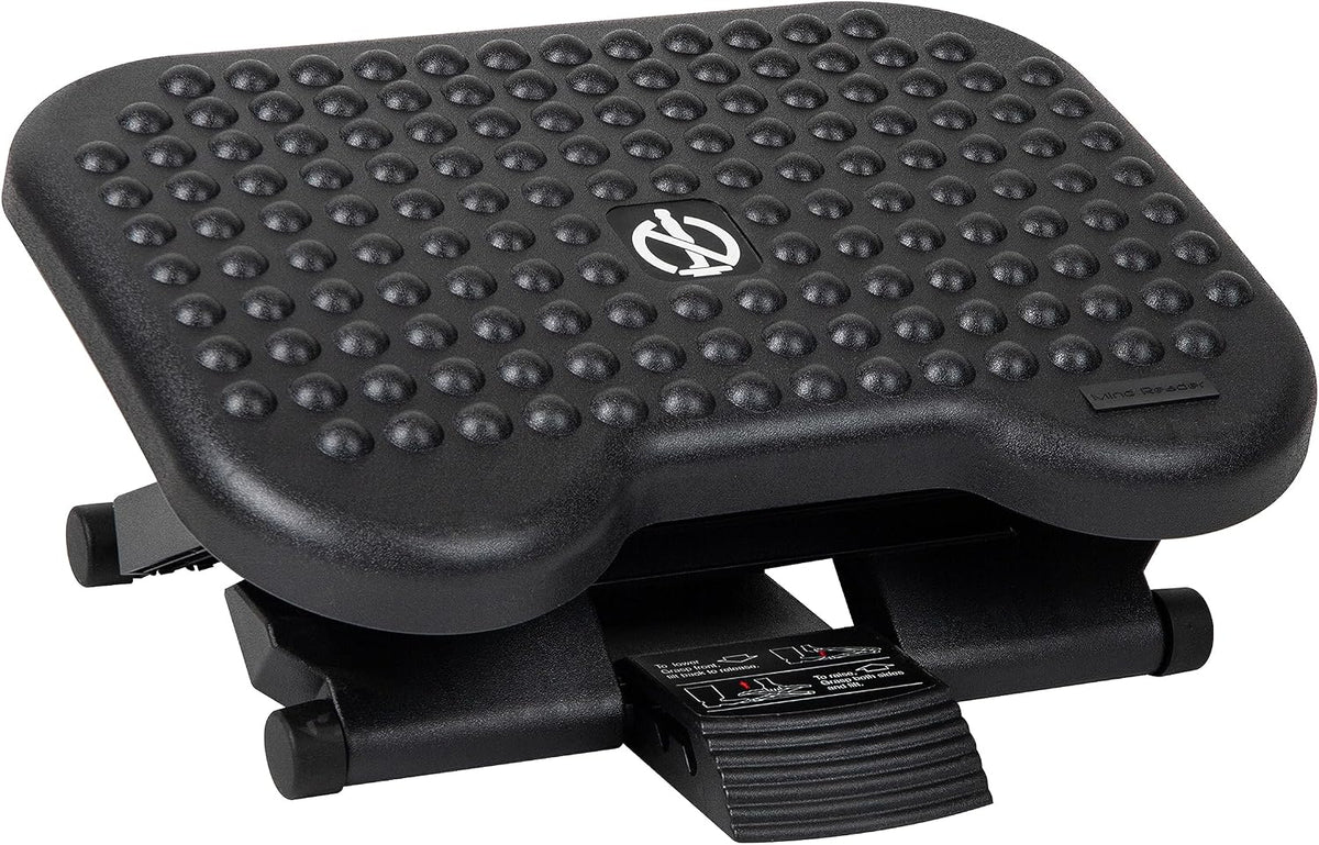 Foot Rest, Under Desk at Work, Ergonomic, Height Adjustable, Office, Plastic, 17"L x 13"W x 6.25"H, Black