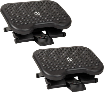 Foot Rest, Under Desk at Work, Ergonomic, Height Adjustable, Office, Plastic, 17"L x 13"W x 6.25"H, Black